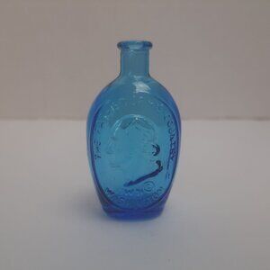 Wheaton Blue Glass Bottle The Father of His Country George Washington Vintage 3"